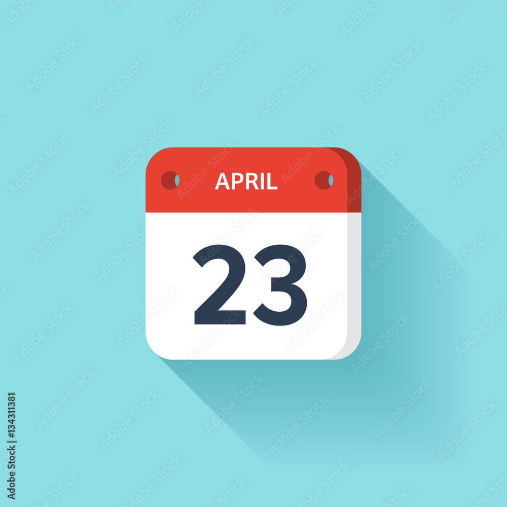 April 23. Isometric Calendar Icon With Shadow.Vector Illustration,Flat Style.Month and Date.Sunday,Monday,Tuesday,Wednesday,Thursday,Friday,Saturday.Week,Weekend,Red Letter Day. Holidays 2017. April 23. Isometric Calendar Icon With Shadow.Vector Illustration,Flat Style.Month and Date.Sunday,Monday,Tuesday,Wednesday,Thursday,Friday,Saturday.Week,Weekend,Red Letter Day. Holidays 2017.