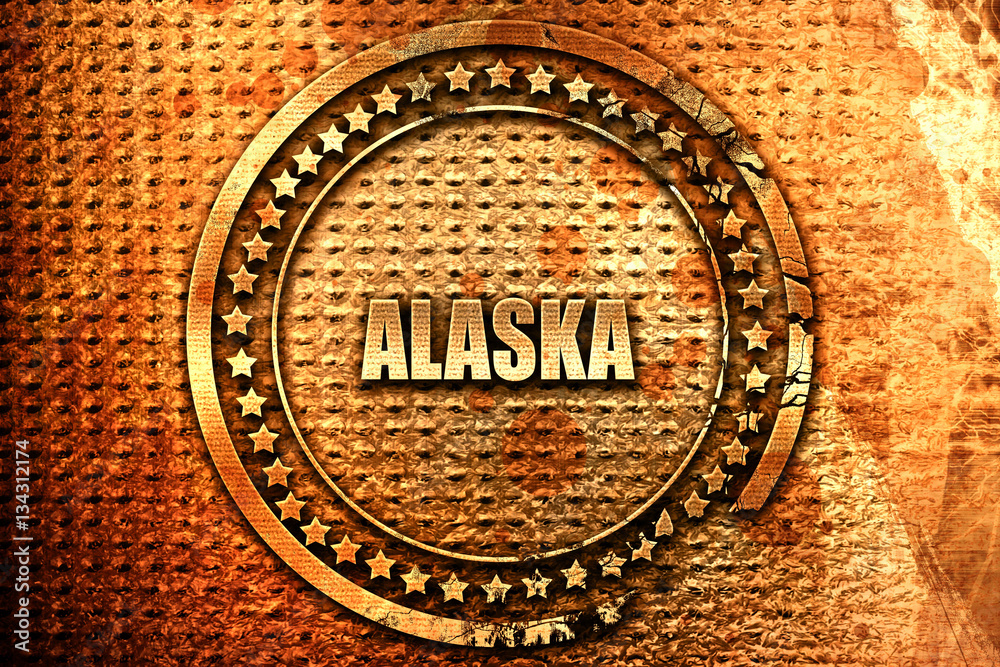 alaska, 3D rendering, grunge metal stamp