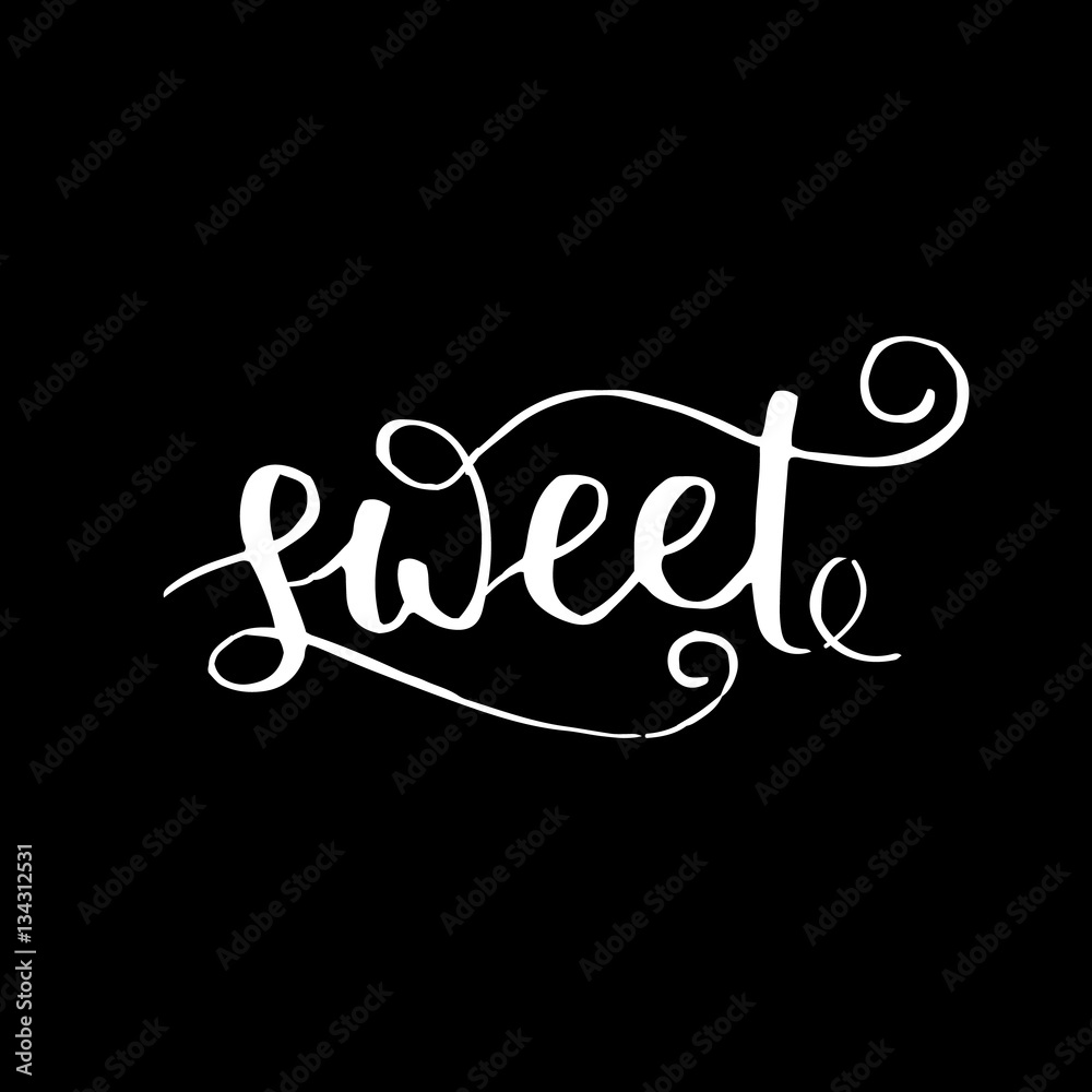 Obraz premium handwritten lettering quote about love to valentines day design or wedding invitation or poster, home decor and other, calligraphy vector illustration. White ink on black isolated background.