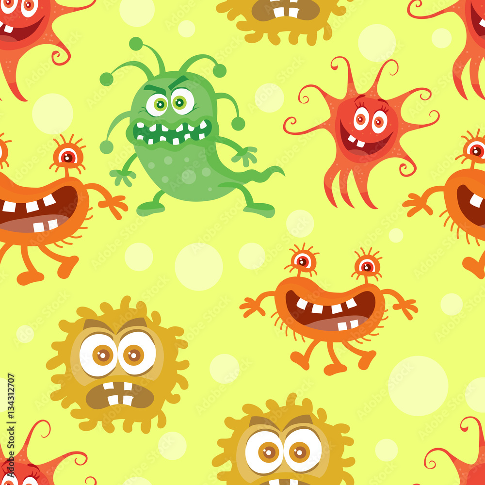 Set of Seamless Pattern with Good and Bad Bacteria Set of Seamless Pattern with Good and Bad Bacteria