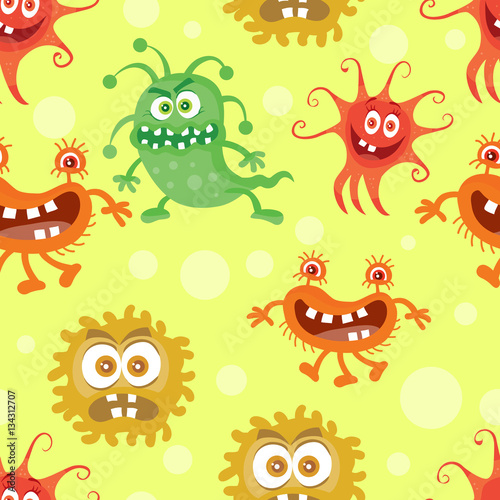 Set of Seamless Pattern with Good and Bad Bacteria © robu_s