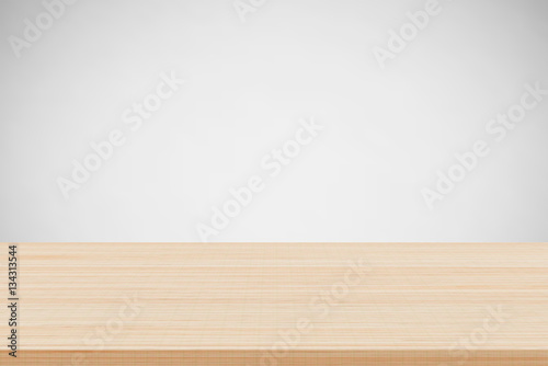  Empty wood table top on gray background, Used for display or montage your products.