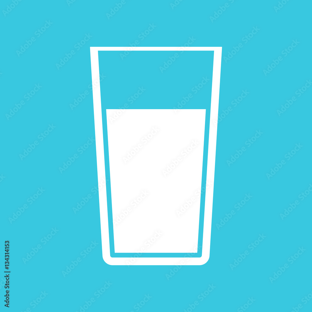 Glass of water icon on blue background, flat design style. Vector illustration eps 10. Glass of water icon on blue background, flat design style. Vector illustration eps 10.