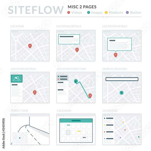 Website Wireframe Layouts UI Kits for Site map and Ux Design