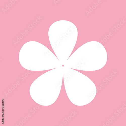 Plumeria (frangipani) flower icon on pink background, flat design style. Vector illustration eps 10.