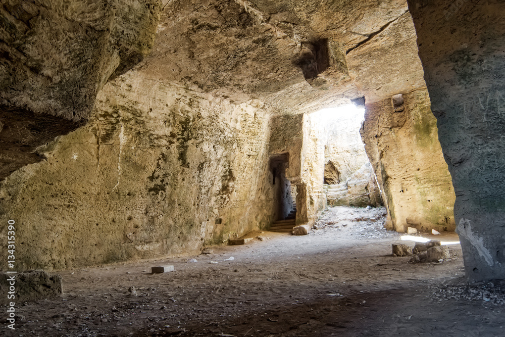 Inside of Agia Solomoni Catacomb at Paphos, Cyprus.