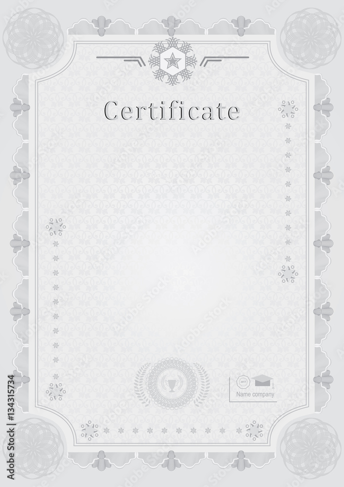 Grey official certificate. Guilloche frame Grey official certificate. Guilloche frame