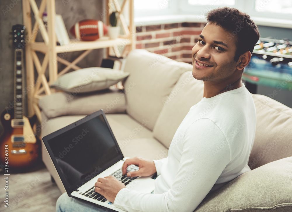 Afro American man at home Afro American man at home