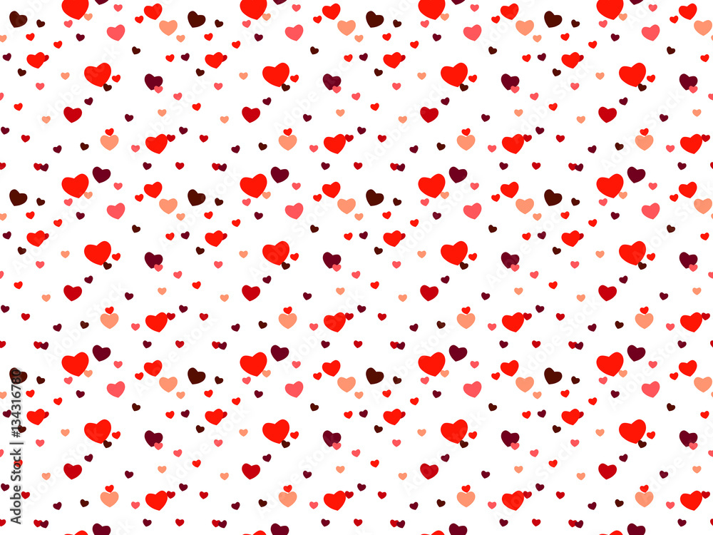 Valentine's day seamless pattern. Hearts of different colors. It can be used as greeting card, poster, background. Vector. Abstract.