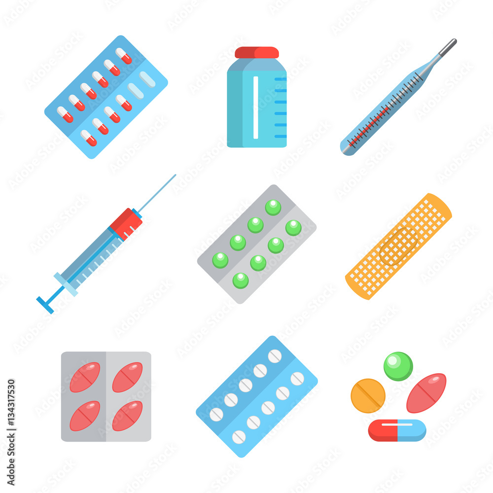 Collection of medical icons. Vector illustration on whi Collection of medical icons. Vector illustration on whi