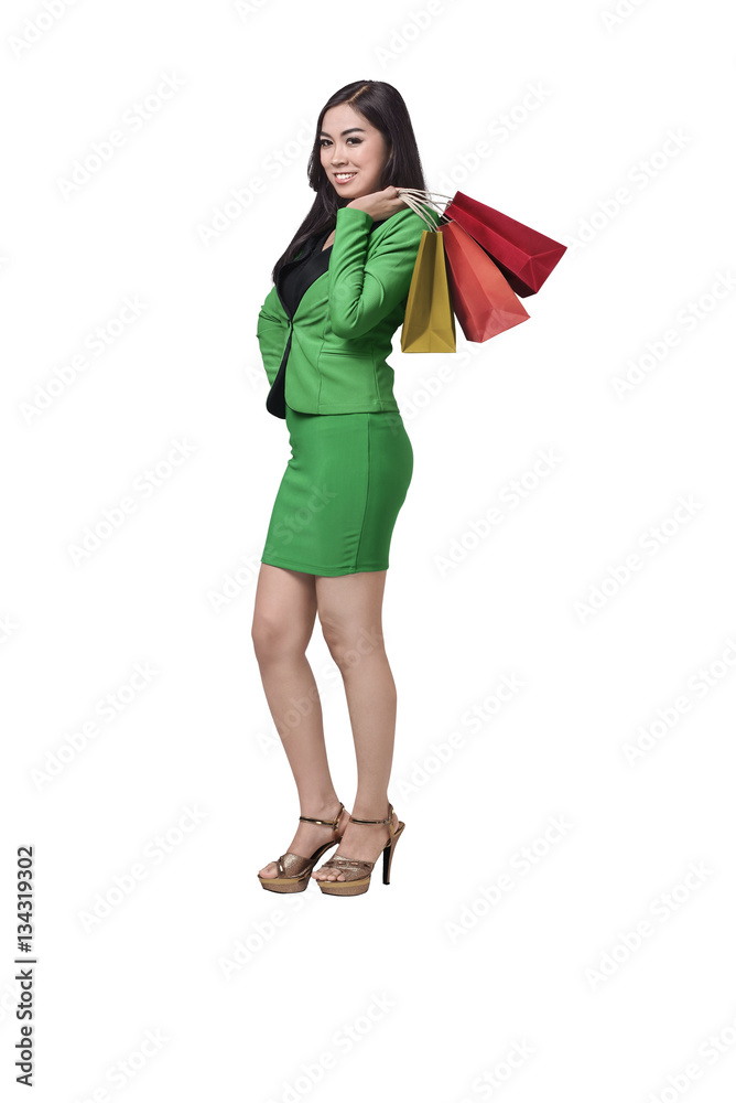Asian business woman with shopping bag