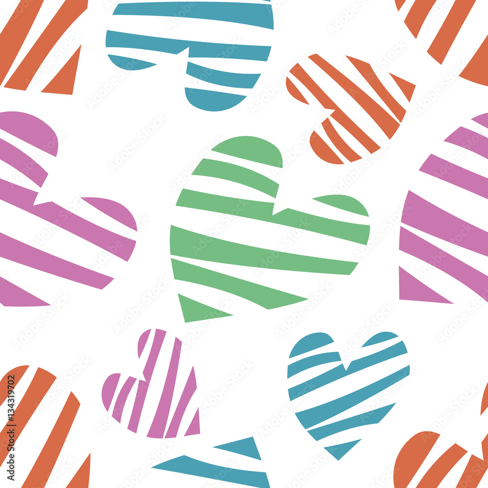 Seamless vector pattern with hearts. Background with drawn symbols. Template for wrapping, decor, surface, cards, backgrounds, textile, print. Decorative repeat ornament. Seamless vector pattern with hearts. Background with drawn symbols. Template for wrapping, decor, surface, cards, backgrounds, textile, print. Decorative repeat ornament.