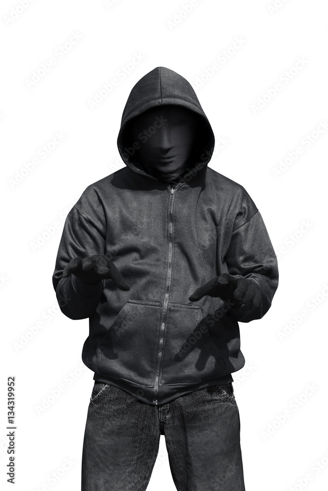 Portrait of man wearing anonymous mask