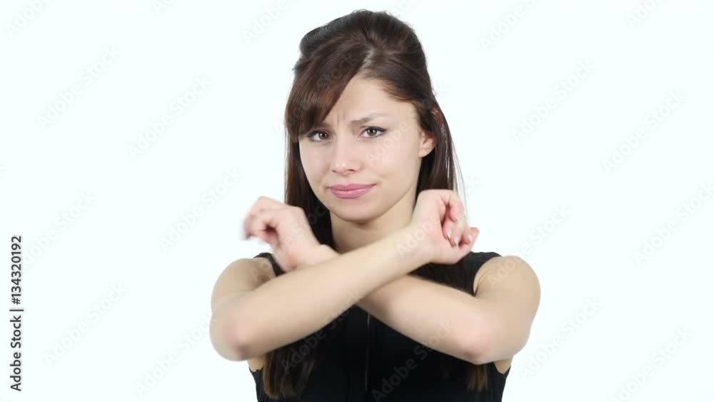 Rejecting, Disliking Young Girl, White Background Rejecting, Disliking Young Girl, White Background
