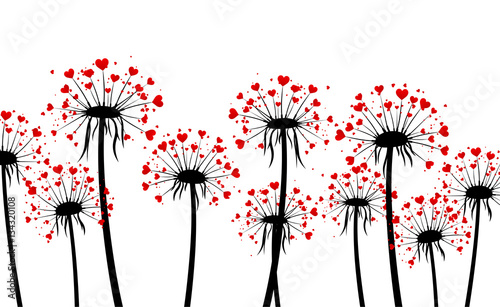 Valentine's background with love dandelions.
