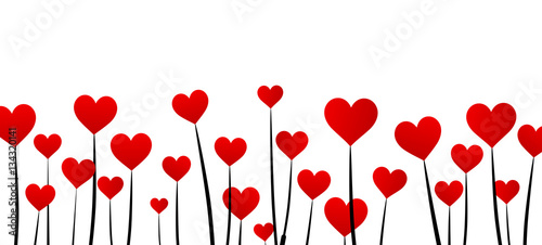 Valentine's background with red hearts.