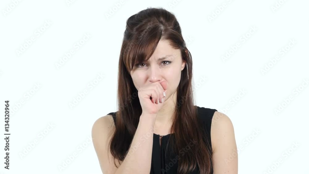Sick Young Girl with Cough, Coughing Sick Young Girl with Cough, Coughing