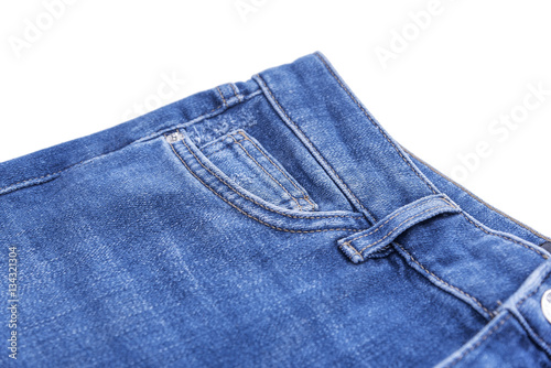 The pockets of denim pants.