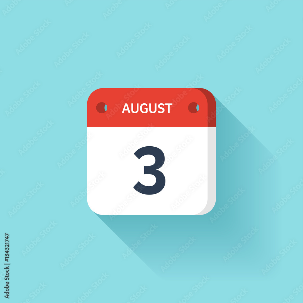 August 3. Isometric Calendar Icon With Shadow.Vector Illustration,Flat Style.Month and Date.Sunday,Monday,Tuesday,Wednesday,Thursday,Friday,Saturday.Week,Weekend,Red Letter Day. Holidays 2017. August 3. Isometric Calendar Icon With Shadow.Vector Illustration,Flat Style.Month and Date.Sunday,Monday,Tuesday,Wednesday,Thursday,Friday,Saturday.Week,Weekend,Red Letter Day. Holidays 2017.