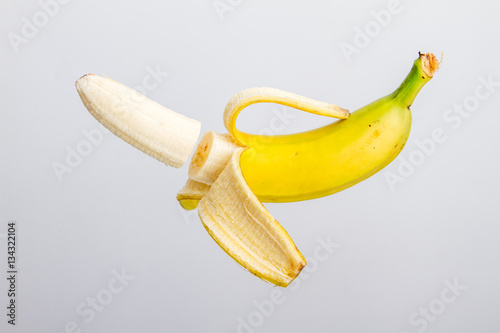 sliced banana hanging in the air
