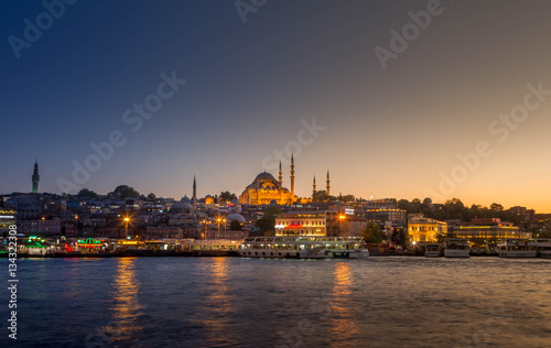 Turkey  Istambul - april 2016  view from the Galata Bridge on the Sulaymaniyah mosque