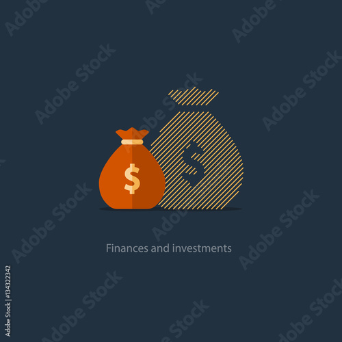 Bigger income, expenses inflation, compound interest growth, budget deficit icon