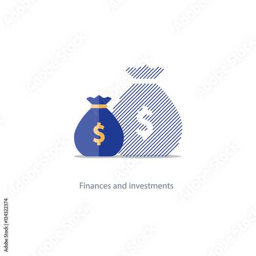 Bigger income, expenses inflation, compound interest growth, budget deficit icon
