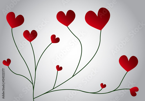 ector background with red hearts, valentines day