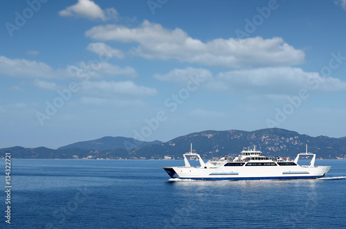 ferry boat sailing near Corfu island Greece © goce risteski