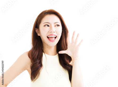 closeup Beautiful young asian woman shouting © Tom Wang