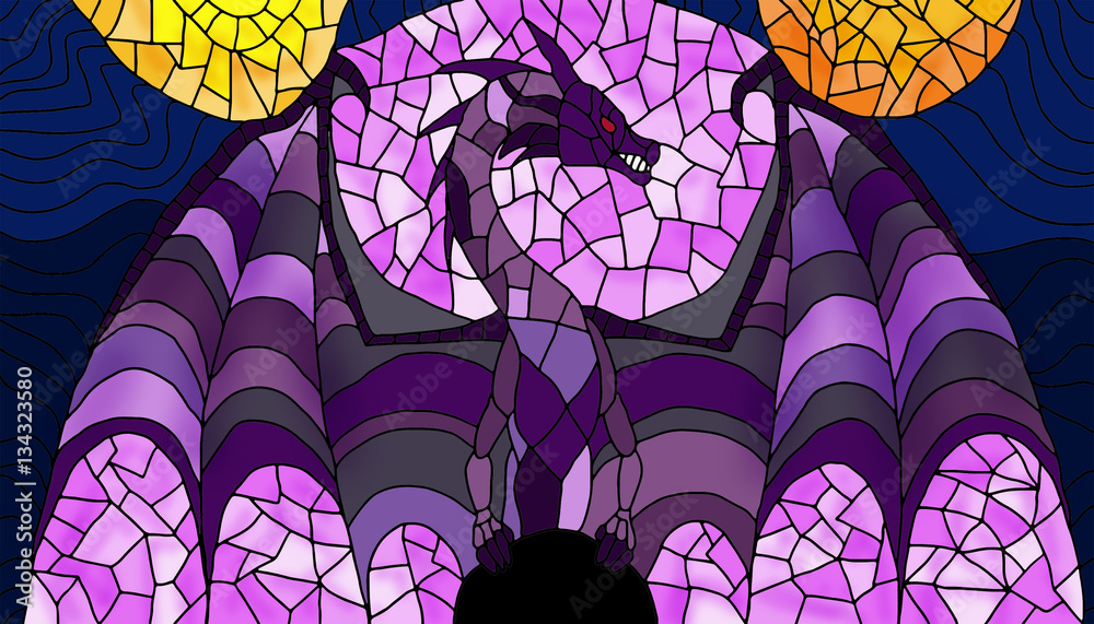 Obraz premium Dragon stained glass digital art