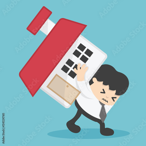 Businessman home loan liability. real estate value  illustration