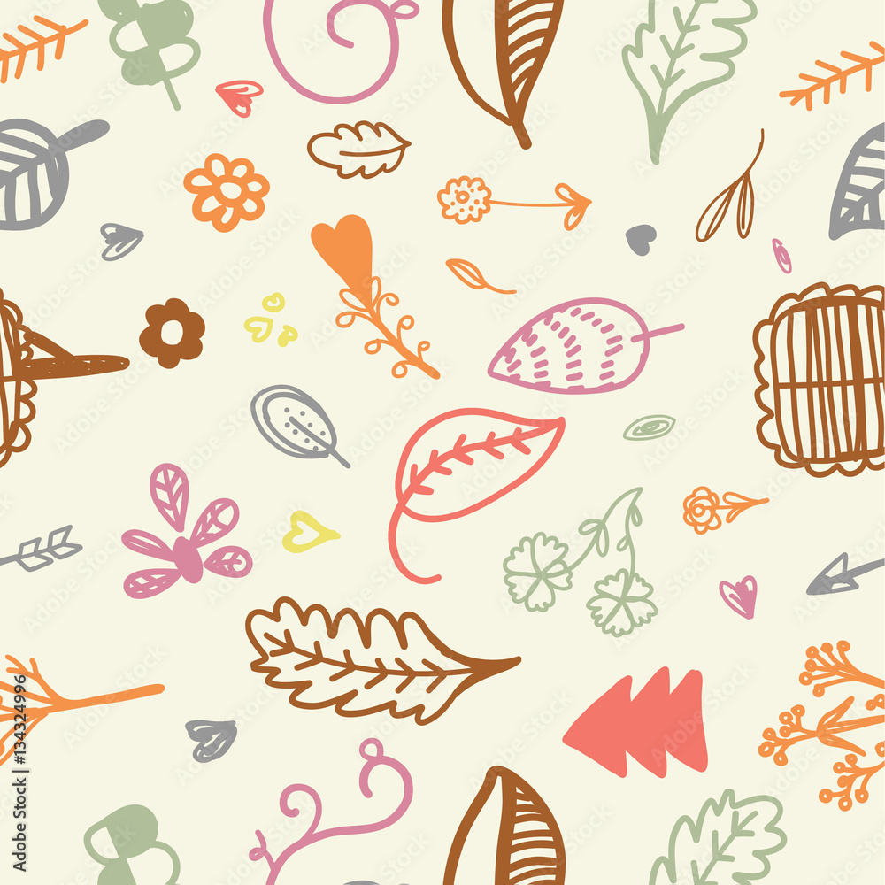 Hand drawn seamless romantic floral pattern Hand drawn seamless romantic floral pattern