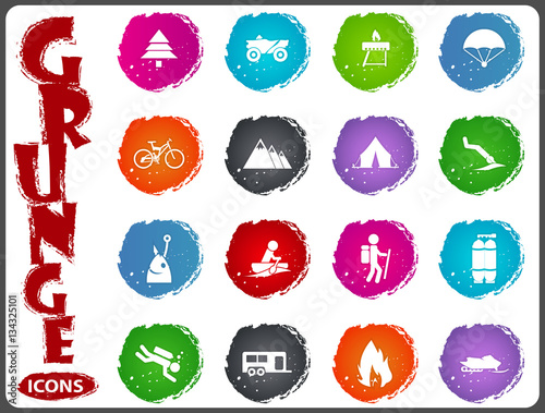 Active recreation icons in grunge style