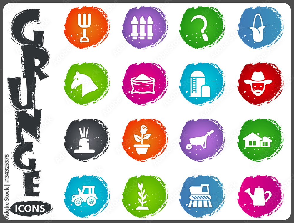 Agricultural icons set in grunge style