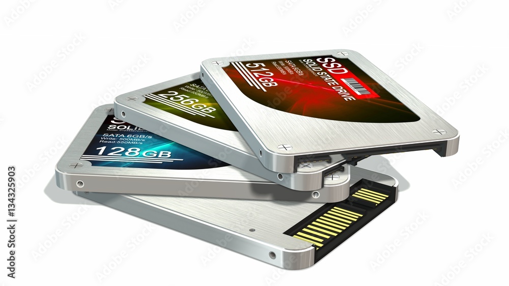 set of SSD drive - State solid drives isolated on white background ...