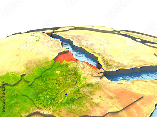 Eritrea on Earth in red