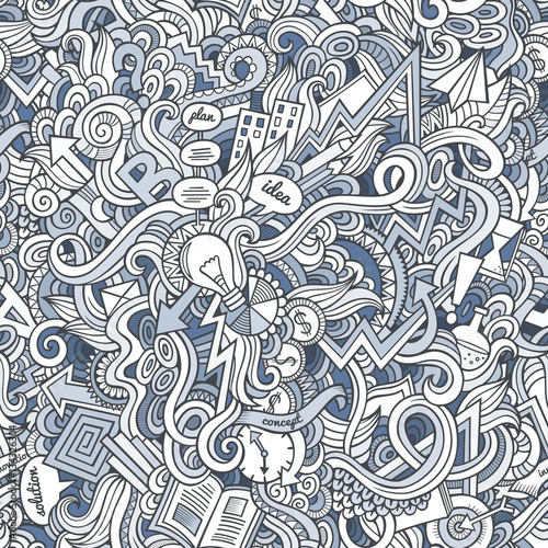 Cartoon cute doodles hand drawn Idea seamless pattern