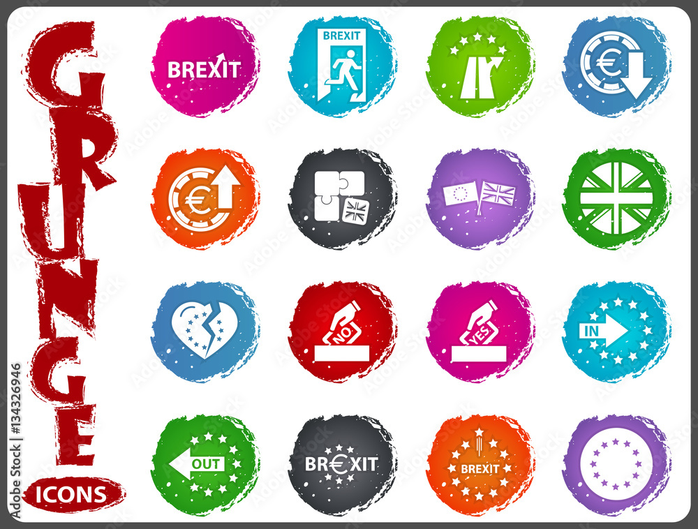 Brexit, icon set for web in grunge style Stock Vector | Adobe Stock