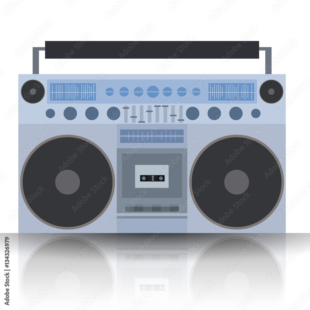 Fototapeta premium Vector flat illustration Boombox. Cassette recorder. Vector element for your creativity