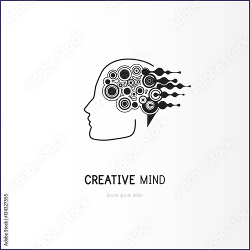 Creative mind - business vector logo template concept illustration. Abstract human brain sign.