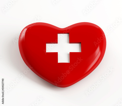 Heart symbol with a white cross