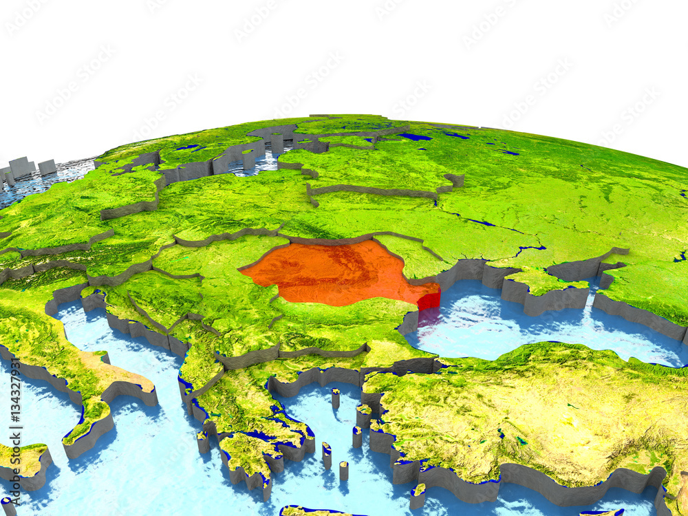 Romania on Earth in red