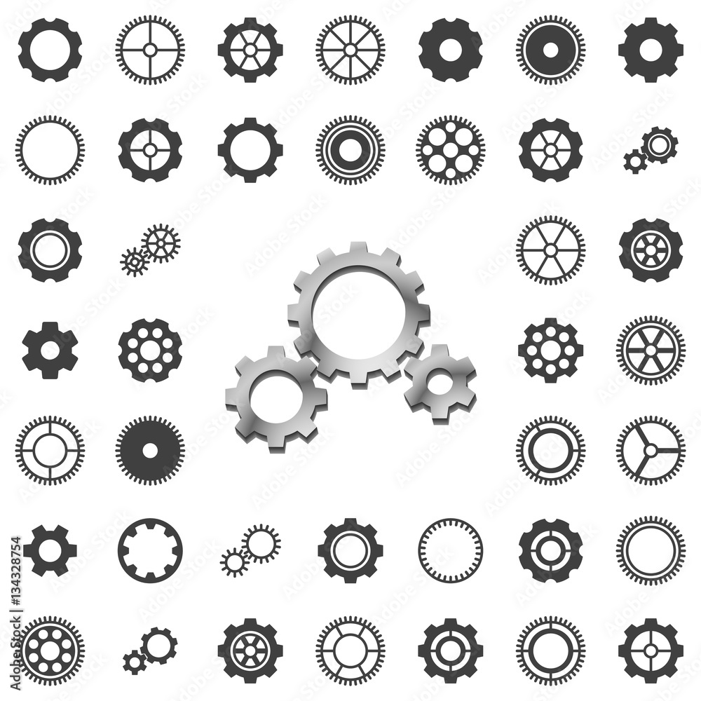Vector gears icons big set on white background. Vector gears icons big set on white background.