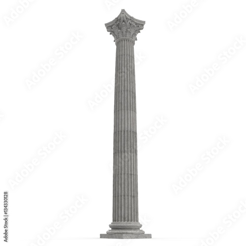 Corinthian Order Column on white. 3D illustration