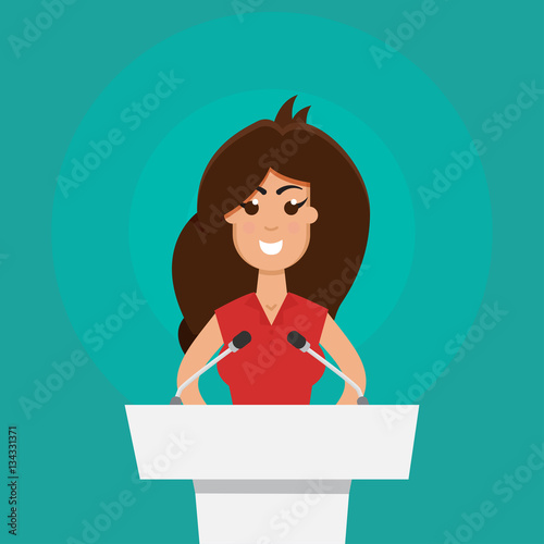 Interview a businesswoman or politician answering questions vect