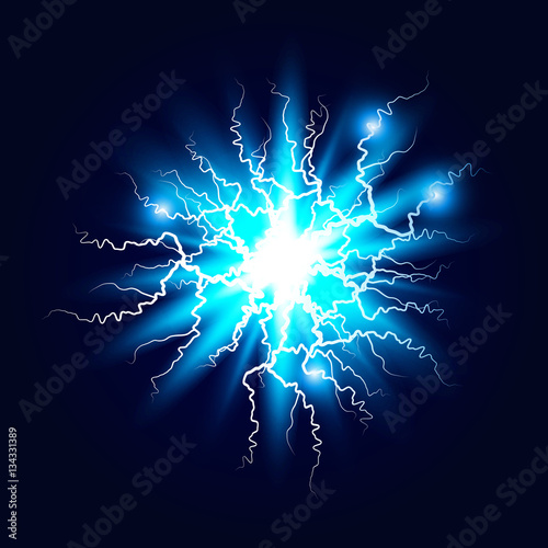 Ball lightning, plasma sphere, electric discharge vector abstrac