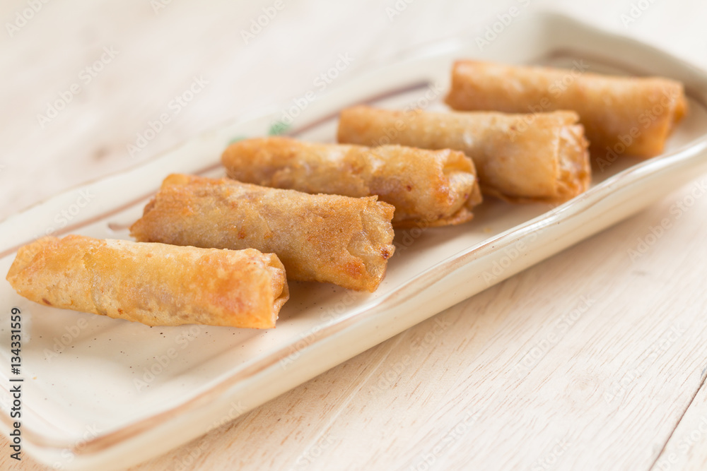Deep fried spring rolls with pork stuffed Deep fried spring rolls with pork stuffed