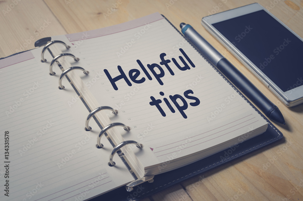 Helpful tips message on notebook Helpful tips message on notebook