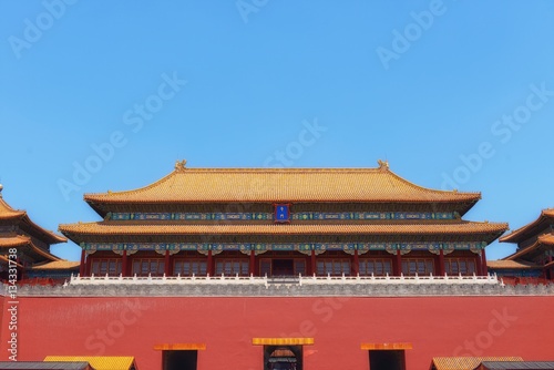Traditional Chinese building under blue sky
